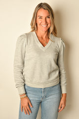 PUFF SLEEVE NECK PULLOVER