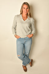 PUFF SLEEVE NECK PULLOVER