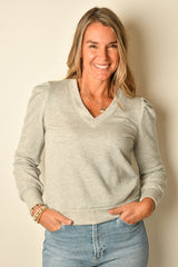 PUFF SLEEVE NECK PULLOVER
