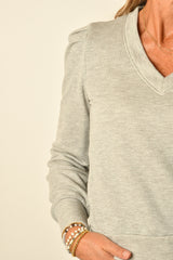 PUFF SLEEVE NECK PULLOVER