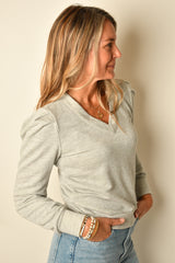 PUFF SLEEVE NECK PULLOVER