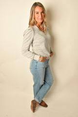 PUFF SLEEVE NECK PULLOVER