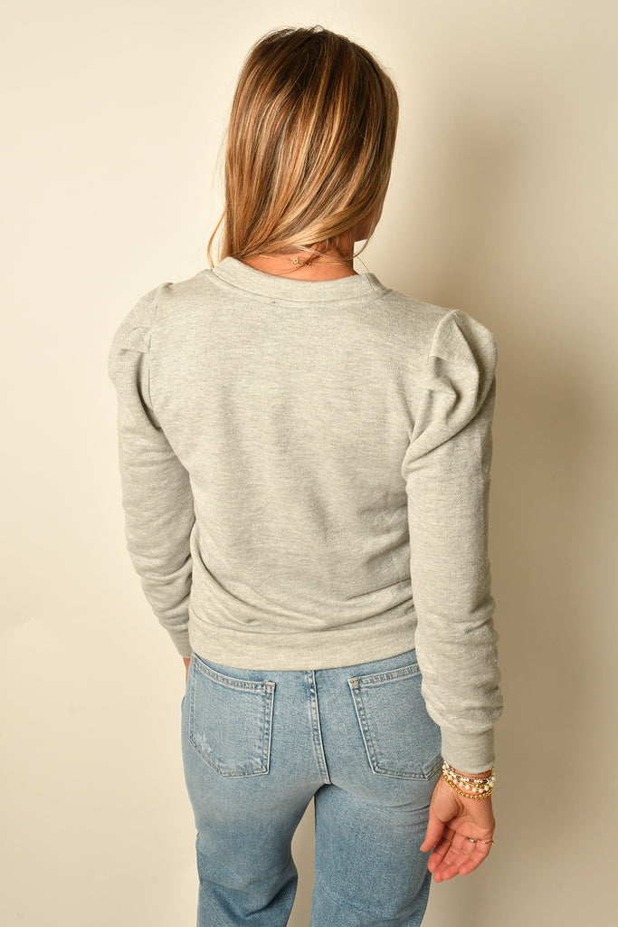 PUFF SLEEVE NECK PULLOVER