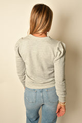 PUFF SLEEVE NECK PULLOVER