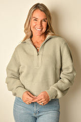 MAURA HALF ZIP RIB KNIT