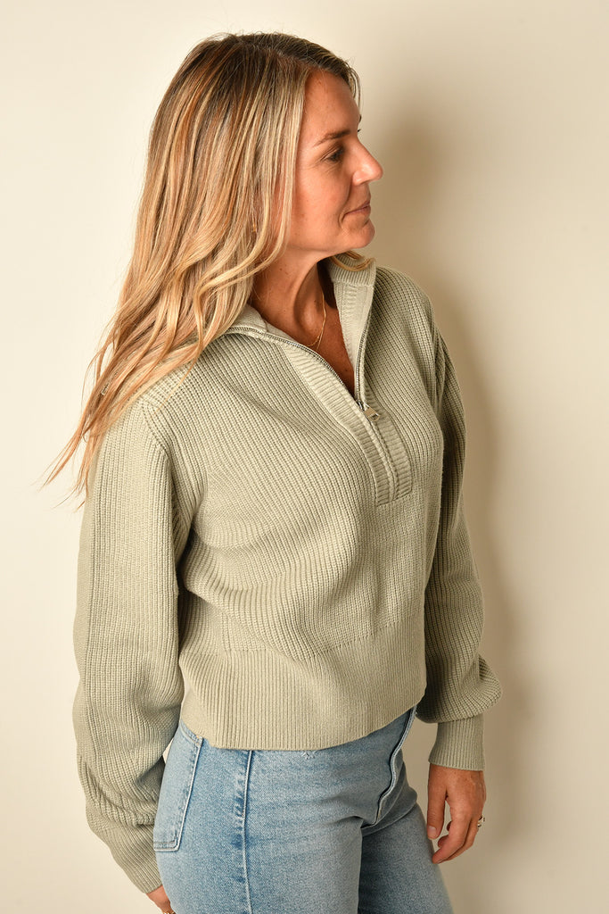 MAURA HALF ZIP RIB KNIT