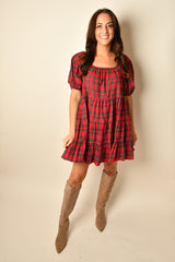 GINGHAM PUFF SLEEVE MINI