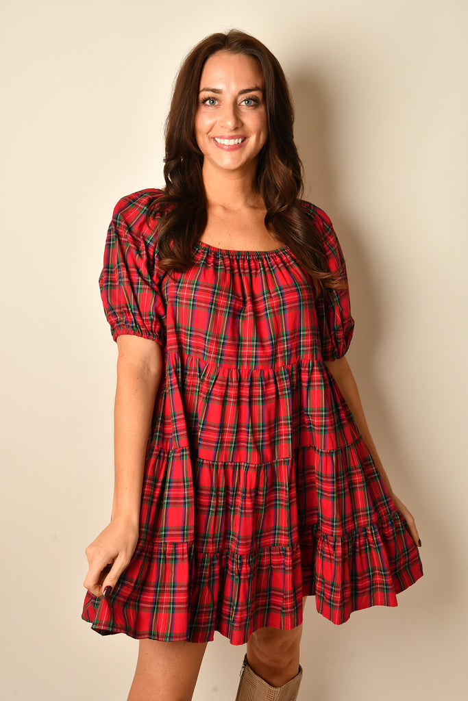 GINGHAM PUFF SLEEVE MINI