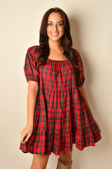 GINGHAM PUFF SLEEVE MINI