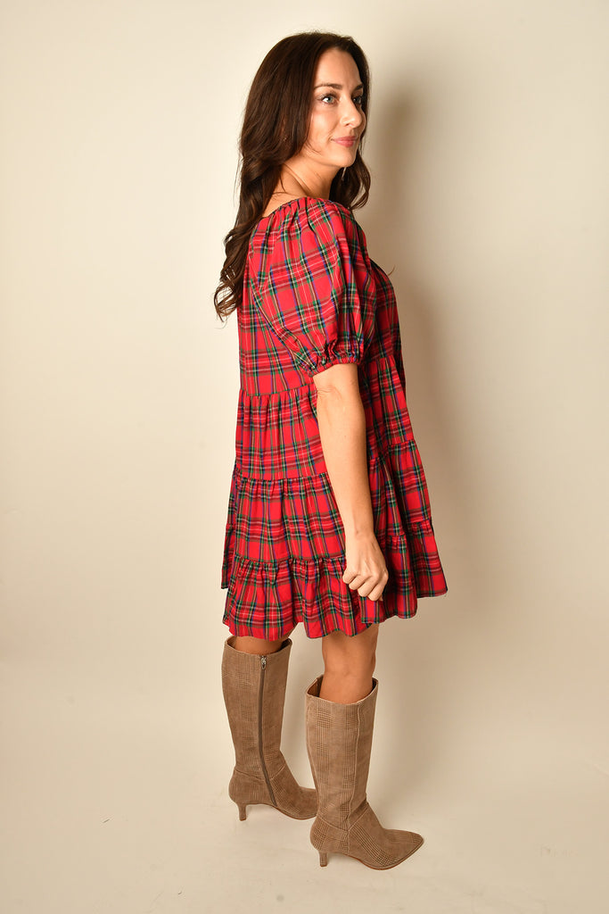 GINGHAM PUFF SLEEVE MINI