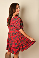 GINGHAM PUFF SLEEVE MINI