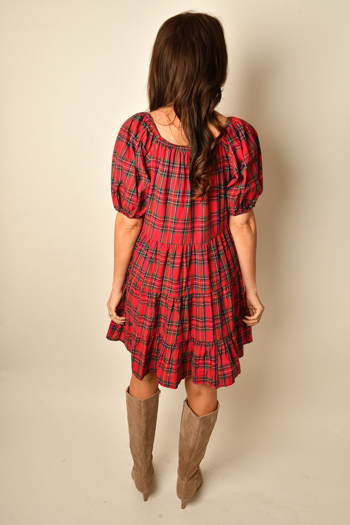 GINGHAM PUFF SLEEVE MINI