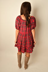 GINGHAM PUFF SLEEVE MINI