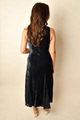 VELVET CHIFFON MAXI DRESS