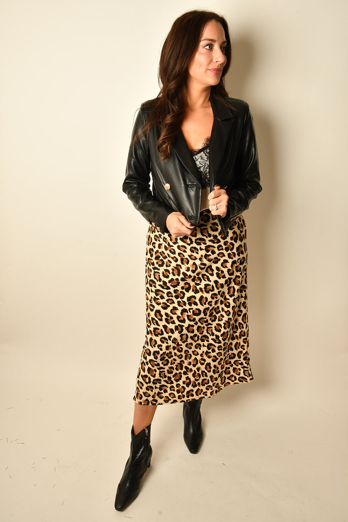 FAUX LEATHER CROP JACKET