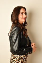 FAUX LEATHER CROP JACKET