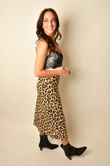 BIAS LEOPARD SKIRT