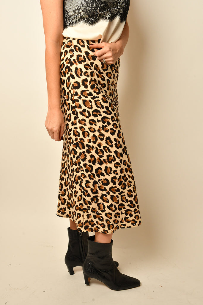 BIAS LEOPARD SKIRT