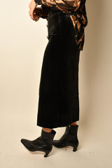 BUTTON VELVET SKIRT