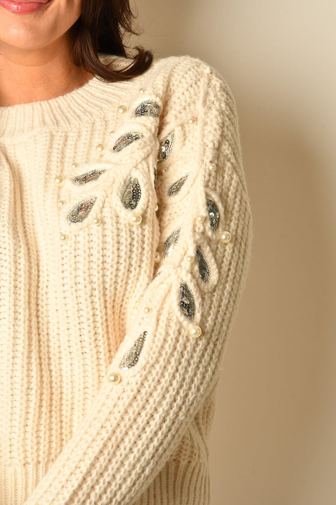 MONROE LEAF EMB SWEATER