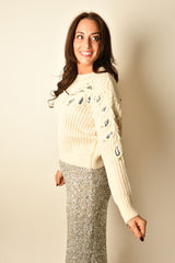 MONROE LEAF EMB SWEATER