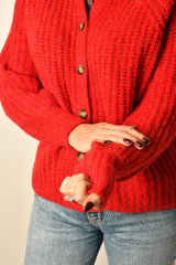 TEXT CREW NECK CARDIGAN