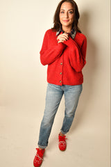 TEXT CREW NECK CARDIGAN