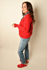 TEXT CREW NECK CARDIGAN