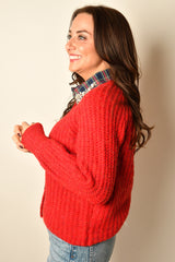 TEXT CREW NECK CARDIGAN