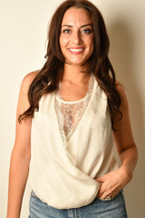 LACE INSERT WRAP BLOUSE