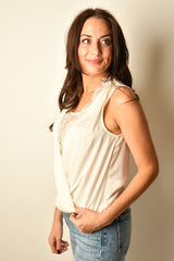 LACE INSERT WRAP BLOUSE