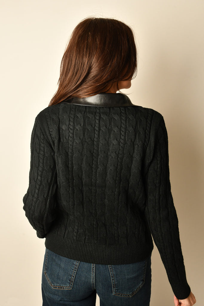 CHIARA LEATHER COLLAR SWTR