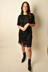 SATIN MIX T-SHIRT DRESS
