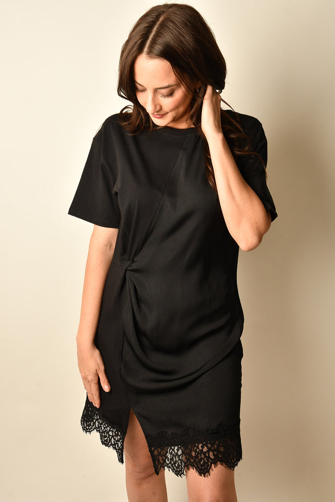 SATIN MIX T-SHIRT DRESS