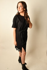 SATIN MIX T-SHIRT DRESS