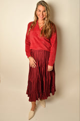 PLEATED BURGANDY SKIRT