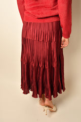 PLEATED BURGANDY SKIRT