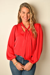 SATIN NECKTIE BLOUSE