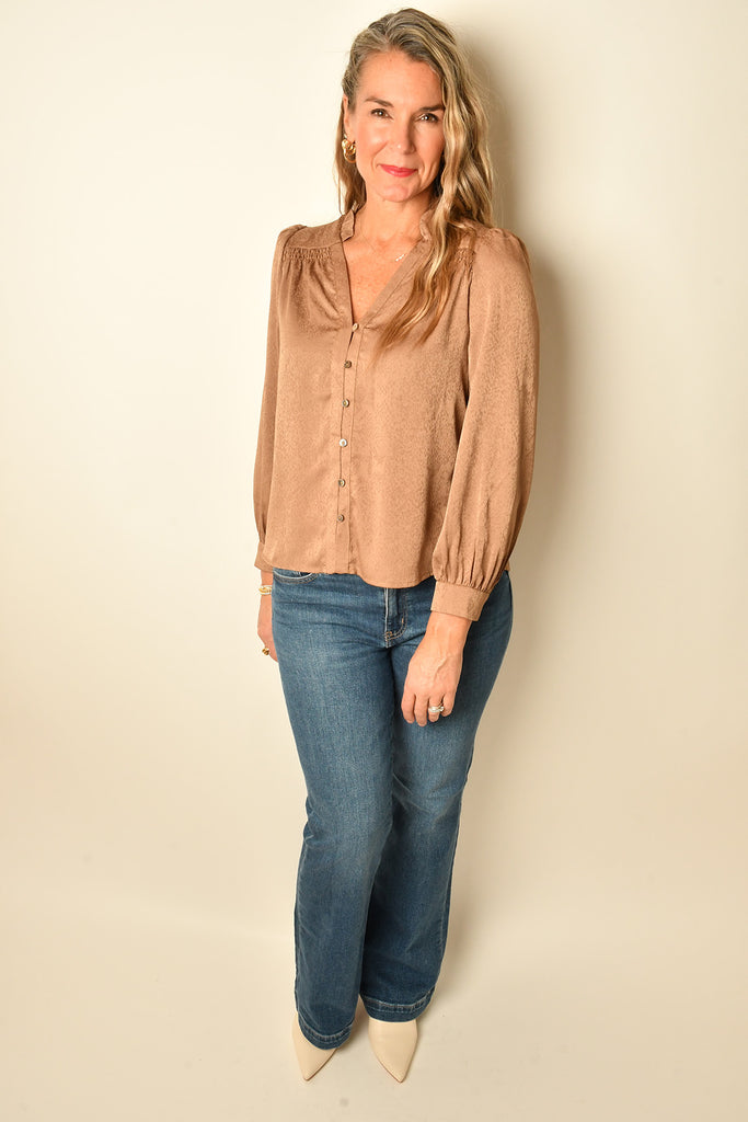 BRONZE PLEATED BLOUSE