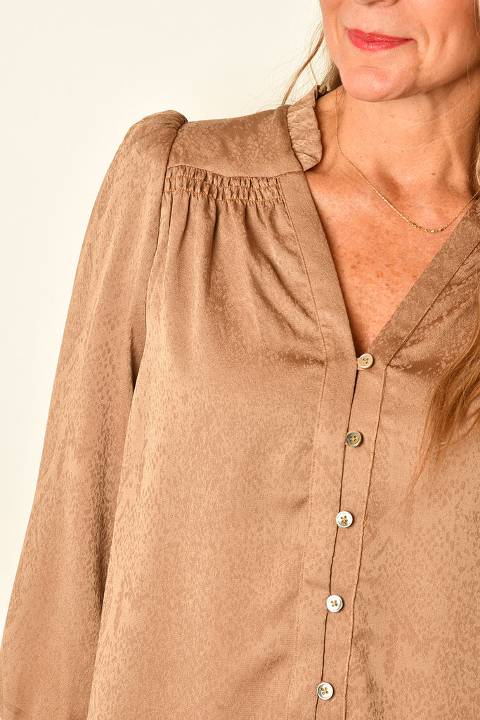 BRONZE PLEATED BLOUSE