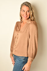 BRONZE PLEATED BLOUSE
