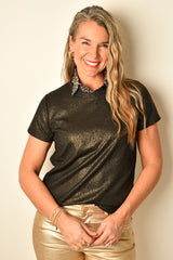 S/S METALLIC TOP