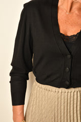 PINTUCK CROP SWEATER CARDI