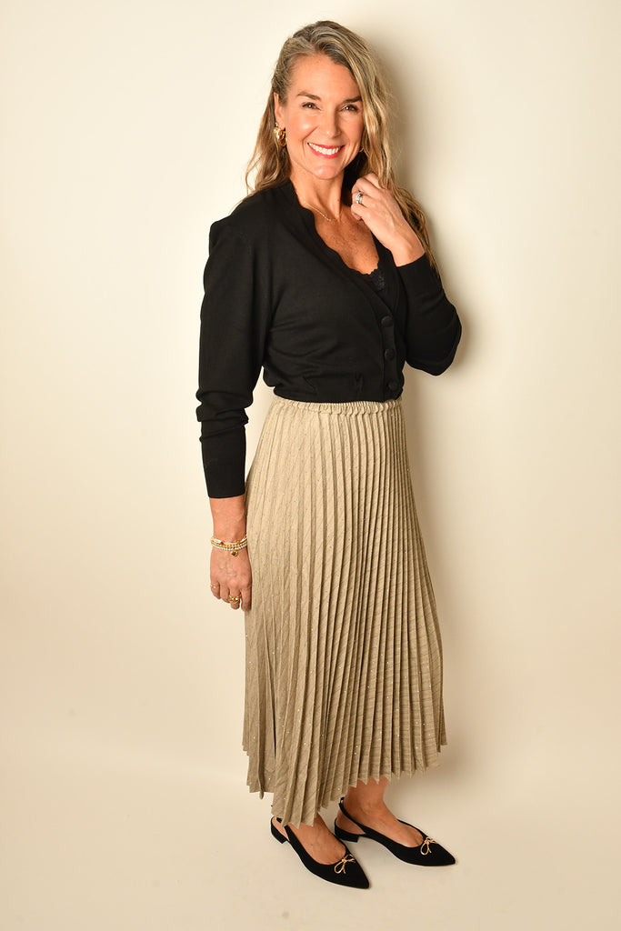 PINTUCK CROP SWEATER CARDI