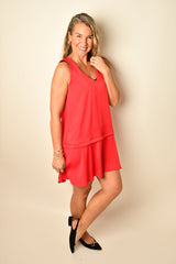 SATIN A-LINE TIERED DRESS