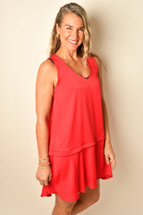 SATIN A-LINE TIERED DRESS