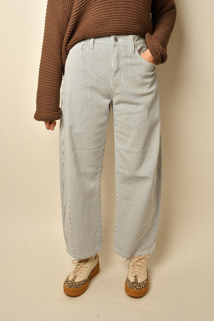 STRIPE BARREL JEAN