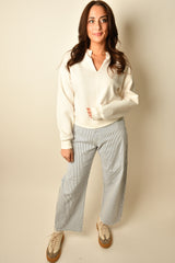 SPLIT NECK RIBBED TOP