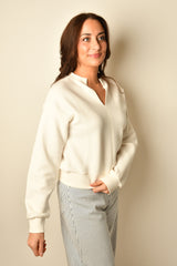 SPLIT NECK RIBBED TOP