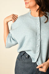 BUTTON DOWN SS SWEATER